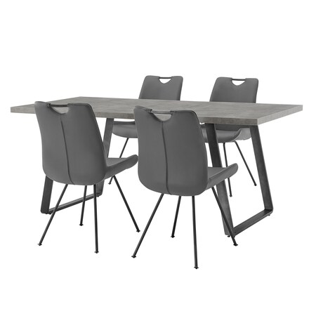 Armen Living Coronado 5 Piece Gray Rectangular Dining Set SETCDDI5PCGR